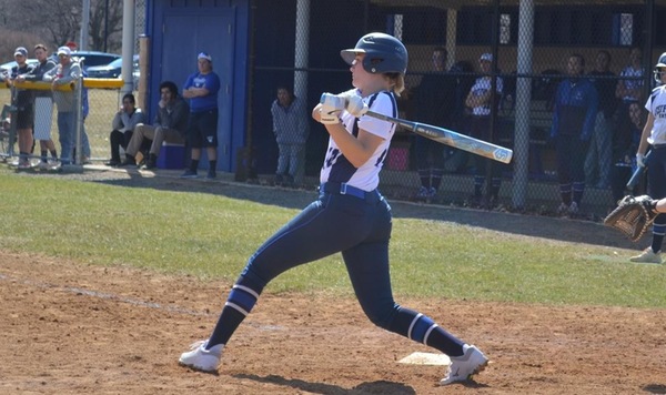 Sarah Muenier had three hits and drove in three runs in the opener against MCLA.