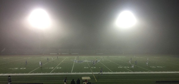 It was a dark and foggy night at Alumni Field.