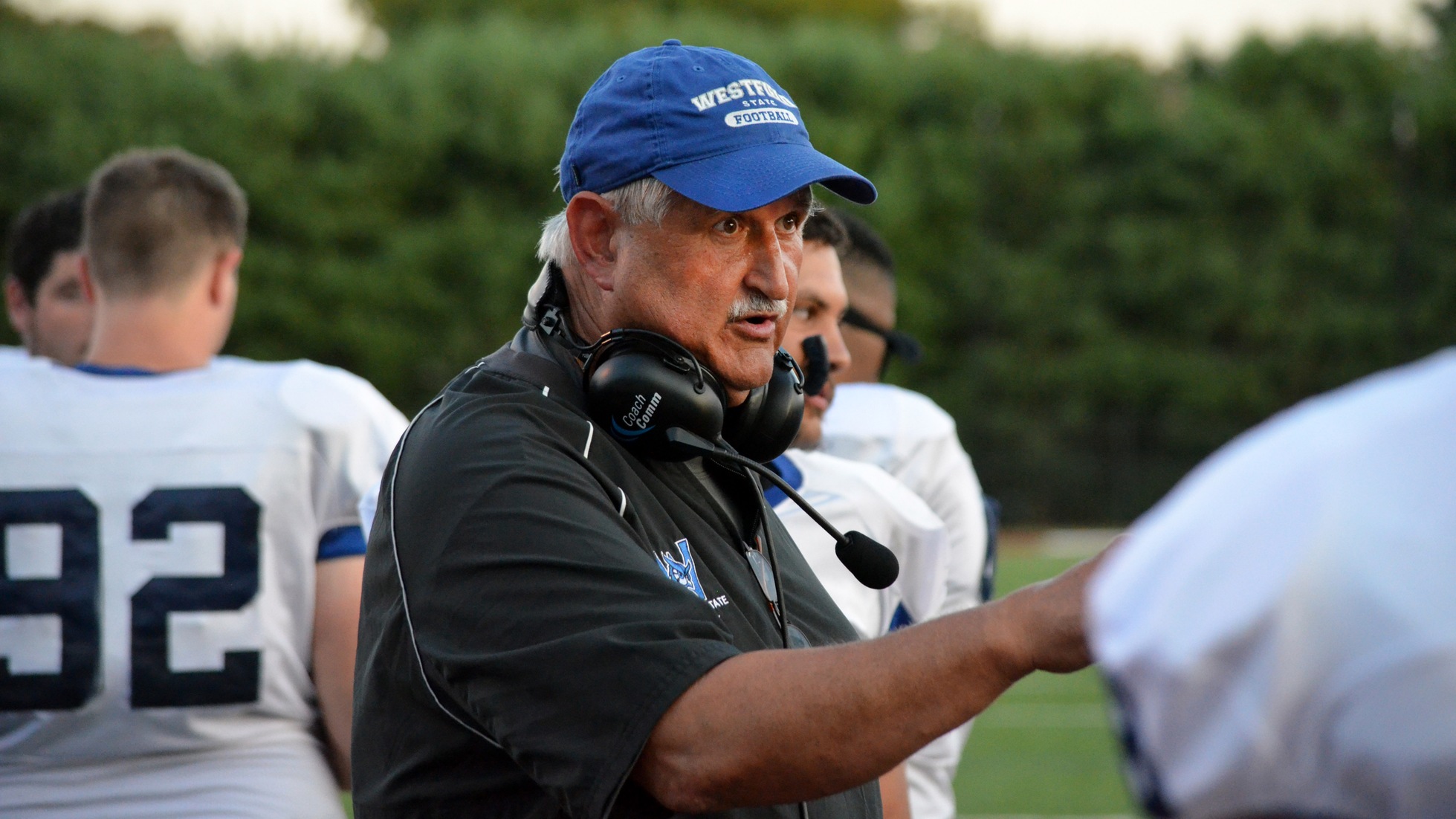 Pete Kowalski coaching during a scrimmage at Springfield in 2018.