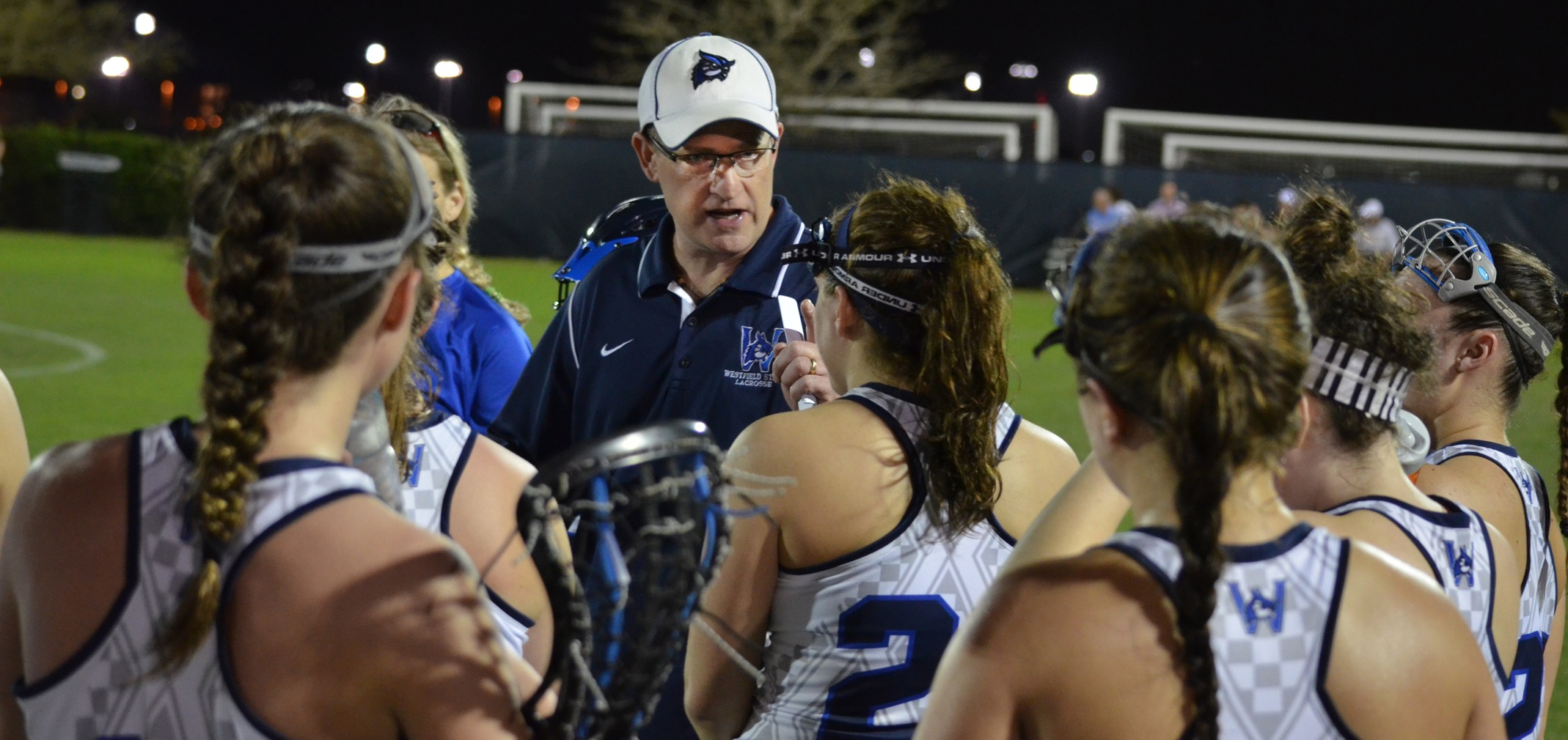 Jeff Pechulis coaches the Owls women's lacrosse team in Florida in 2015